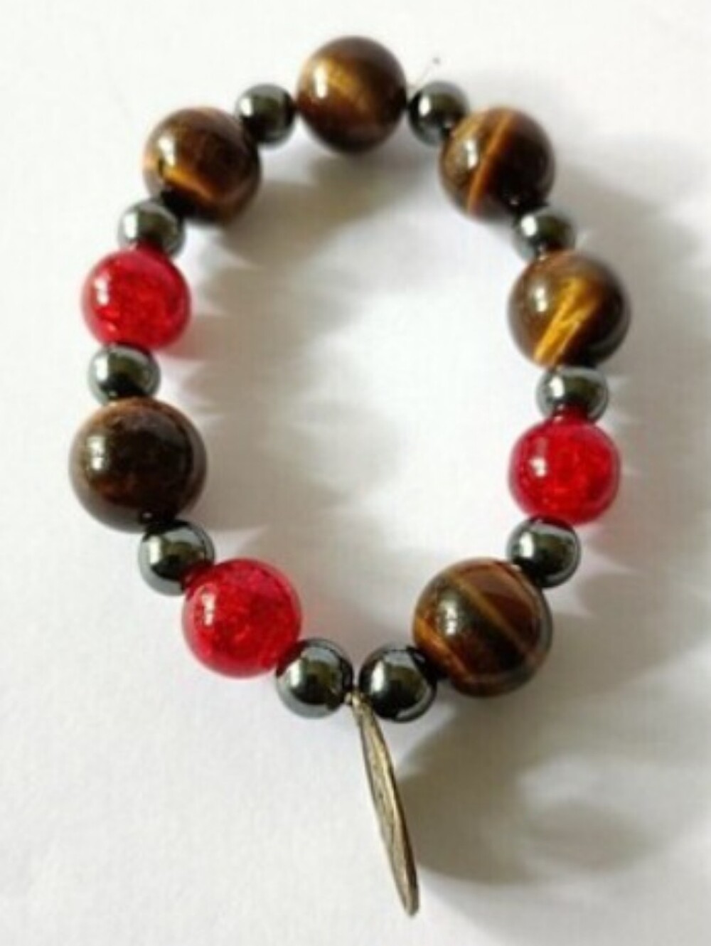 Glass Beaded Tiger Eye Bracelet Stretch